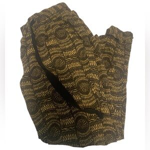 Free People Women's Harem Pants Size 4 Lace Print Black Brown Linen Blend